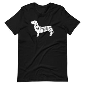 “DACHSHUND” Dog Shape Text Design T-Shirt