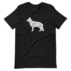 “GERMAN SHEPHERD” Dog Shape Text Design T-Shirt