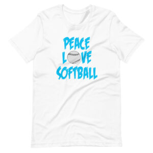 “PEACE LOVE SOFTBALL” Softball / Sports Classic Design T-Shirt