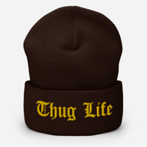 Cuffed Beanie with “Thug Life” Yellow text Classic Design