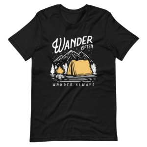 “Wander Often Wander Always” Classic Camping Design T-Shirt